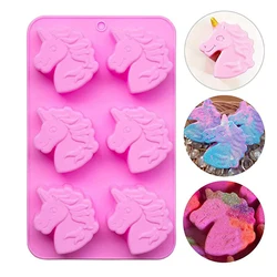 Molde de silicona antiadherente con Cabeza de unicornio para cupcakes, herramientas de decoración para hornear pasteles, jabón, Baby Shower, Jello, Topper de cumpleaños para niños