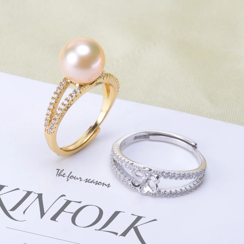 

Classic Double Strand Design Pearl Rings Settings S925 Sterling Silver Rings Amount Fine Rings Jewelry Components 3Pcs/Lot