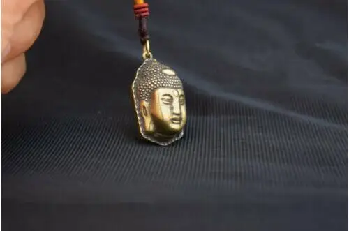 China Brass Sakyamuni Buddha Head Small Pendant