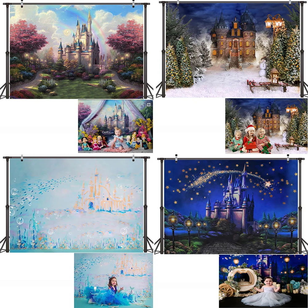 Castle Newborn Birthday Art Photography Backdrop Princess Baby Shower Portrait Background Kids Fairytale Birthday Party Props