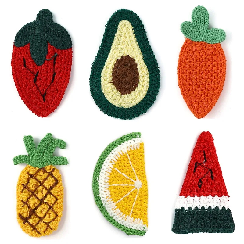 24Pcs Cute Fruit Woolen Yarn Patches For Clothing DIY Baby Headwear Accessories Stick-on Clothes Appliques Hairpin Decor Crafts