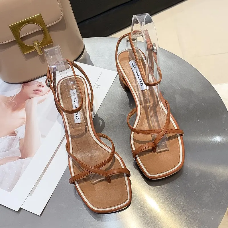 2021 Summer New Women's Open Toe High Heel Sandals High Heels Waterproof Moisture Cross Strapping Sexy Sandals Denis Femino