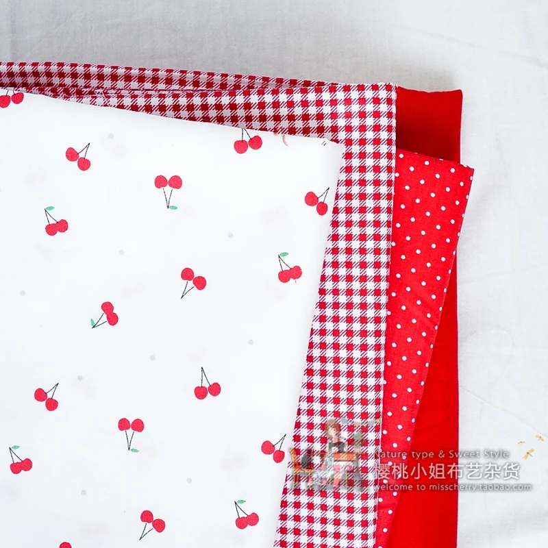 160x50cm Red Fruit Children's Twill Cotton Soft Fabric Handmade Making Big  Bed Sheet Quilt Cover Cloth