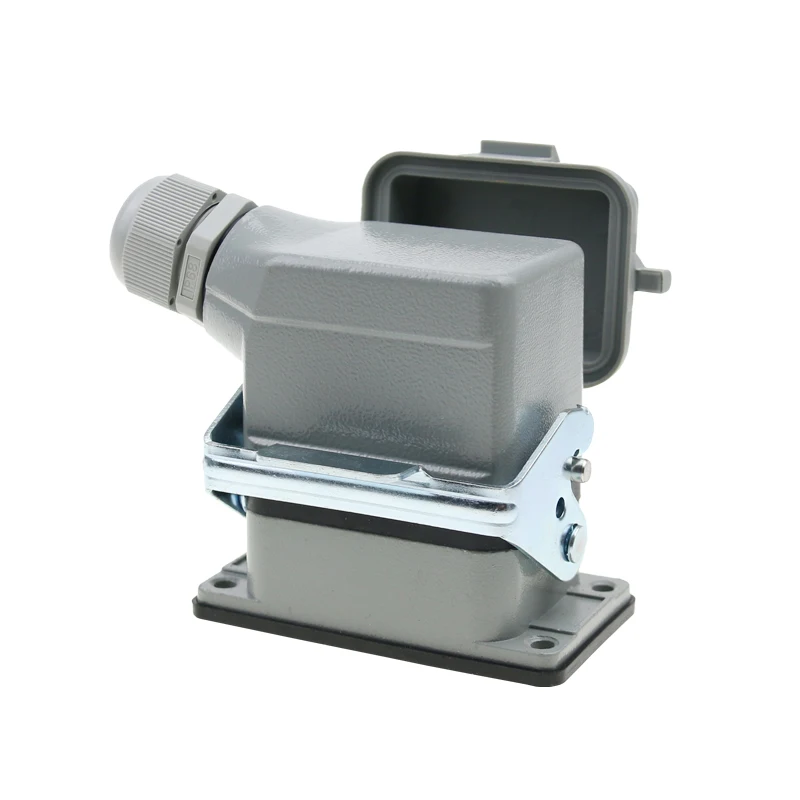 Rectangular plug heavy-duty connector he-06-5-6 6-core side ejector base with cover high base with cover 16A