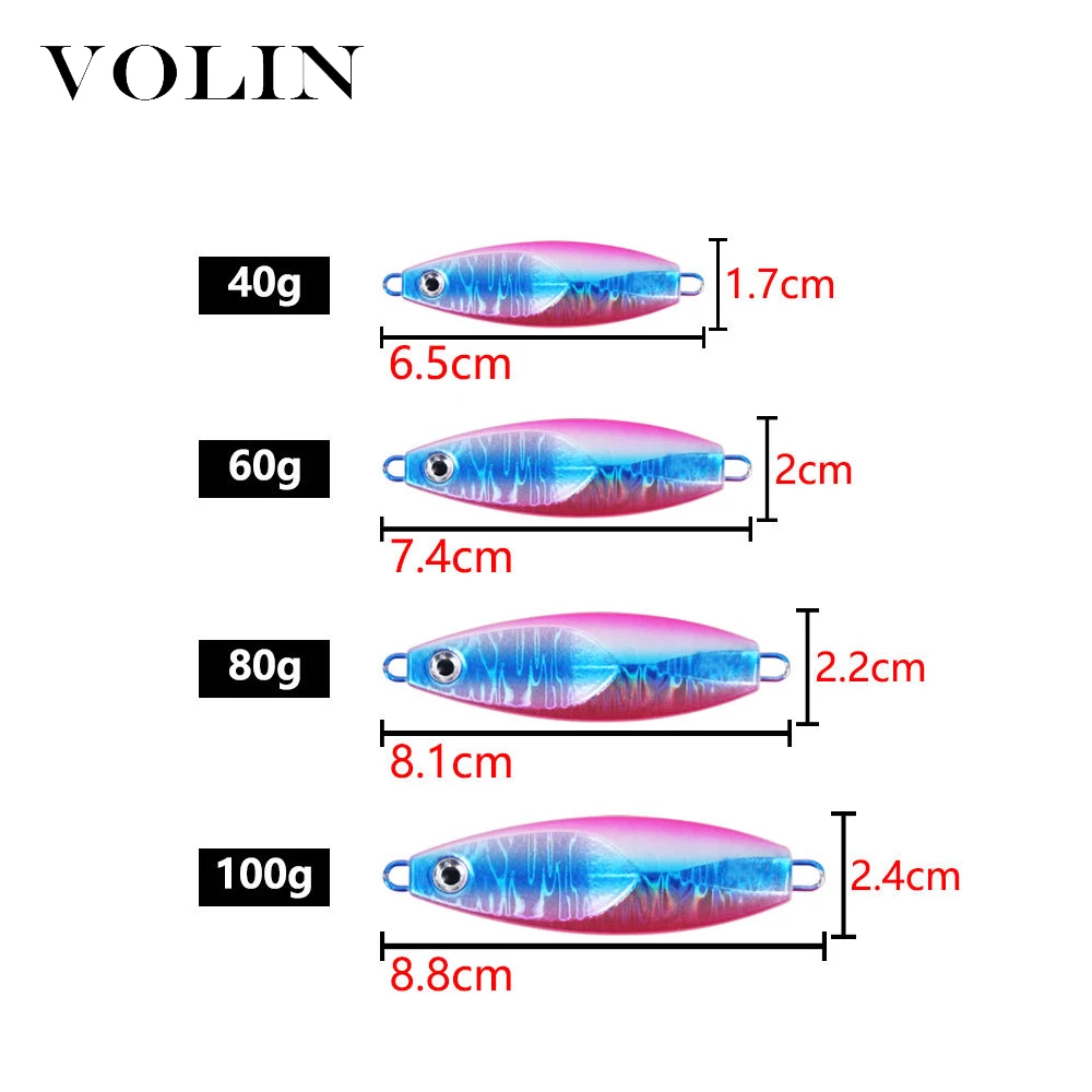 VOLIN NEW Matel Jigging Fishing Lure UV coatin 40g 60g 80g 100g Sea Jigging Fish Sea Fishing Bati Artificial Bait Fishing Tackle