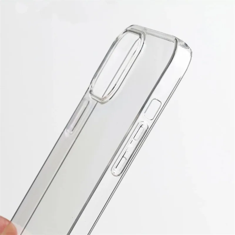 Coque de téléphone en plastique transparent pour iPhone, coque arrière en cristal fin, coque rigide pour iPhone 14, 13, 12, 11, 15 Pro Max, MINI,