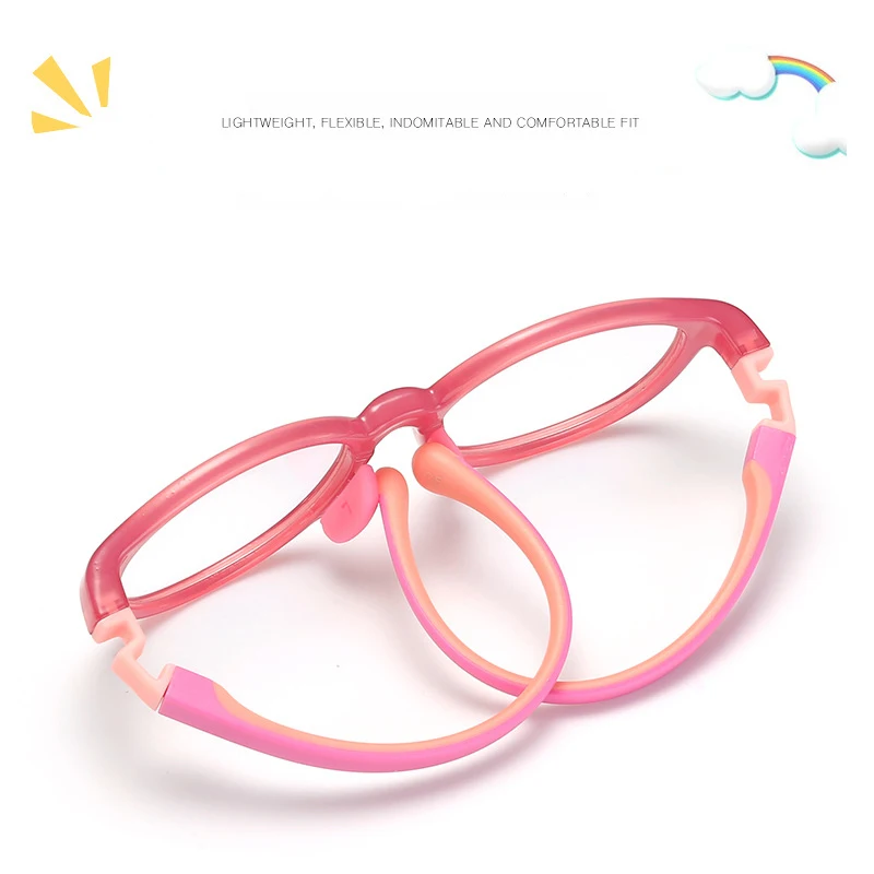 Iboode-Gafas de silicona antiluz azul TR90 para niños y niñas, lentes deportivas antideslizantes, flexibles y extraíbles, espejo plano