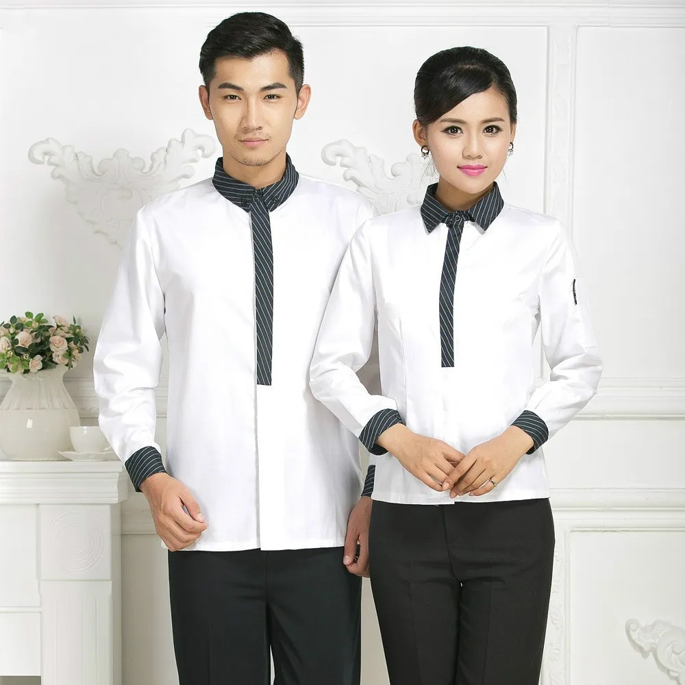 Hotel Kitchen Overalls Man Autumn Restaurant Waiter Uniform Long Sleeved Fast Food Shirt Woman Cafe Waitress Uniform Coffee Chef