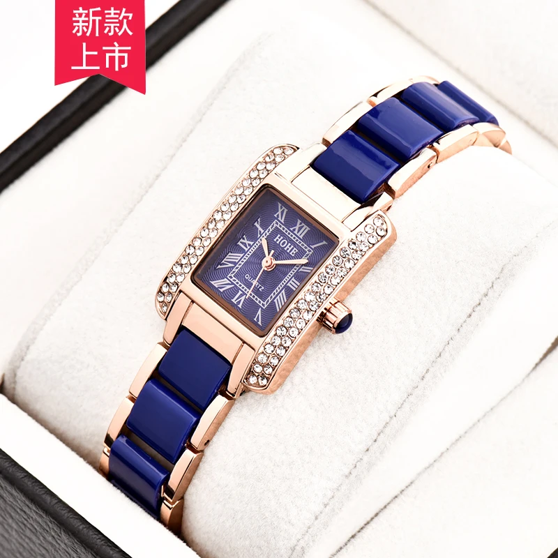 Women's fashion leisure rectangular quartz watch waterproof fashion watch gold plated diamond inlaid women's Watch