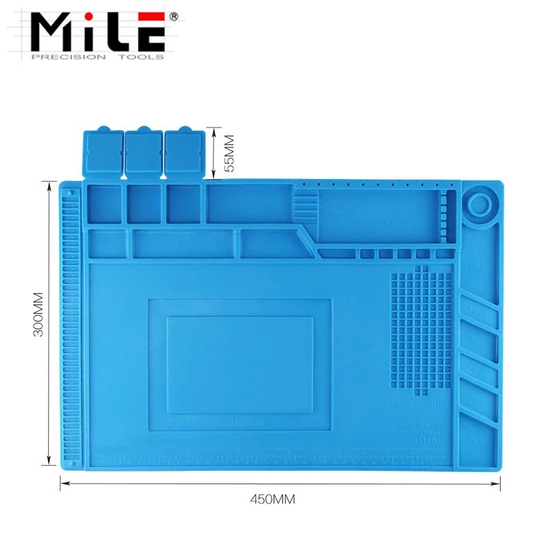 Miglia 45x30cm piattaforma di manutenzione per tappetino da scrivania in Silicone con isolamento termico per stazione di riparazione per saldatura BGA con sezione magnetica