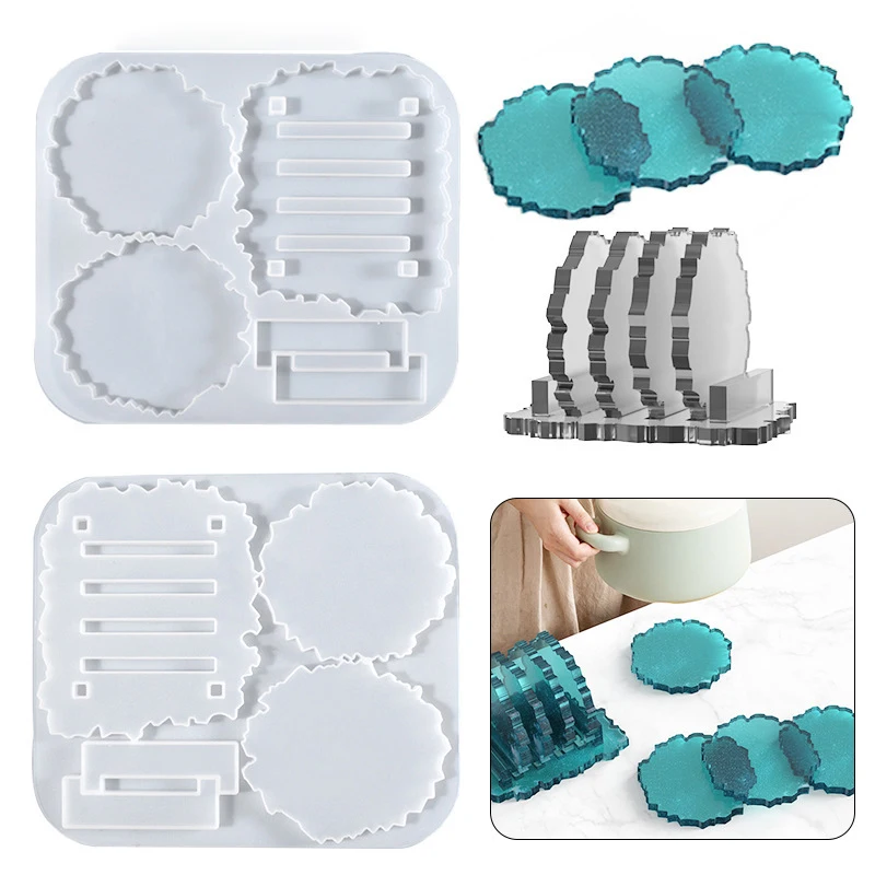 Coaster Mold Set DIY Epoxy Resin Silicone Mold Storage Kitchen Anti-Scald Heat Insulation Pad Home Desktop Decoration