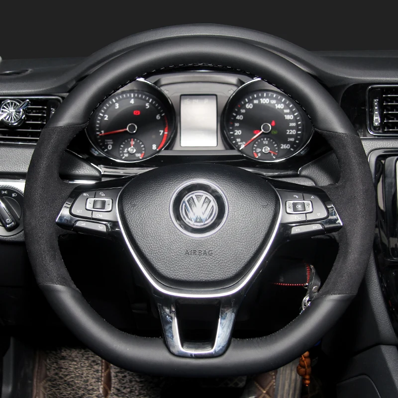 For Volkswagen Lavida plus Bora Lamando Golf Magotan Sagitar polo Tylcin hand stitched steering wheel cover leather grip cover