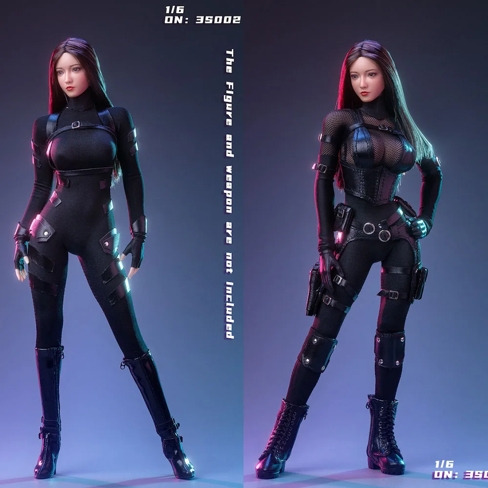 

In Stock 1/6 Scale Female Figure Accessory 3S001/3S002 Combat Stealth Black Tights Clothes Suit & Leather Jacket Model