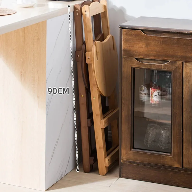 Sgabello alto 84.5cm sedia posteriore pieghevole in bambù Mazha panca portatile salvaspazio per uso domestico sedile da cucina marrone scuro