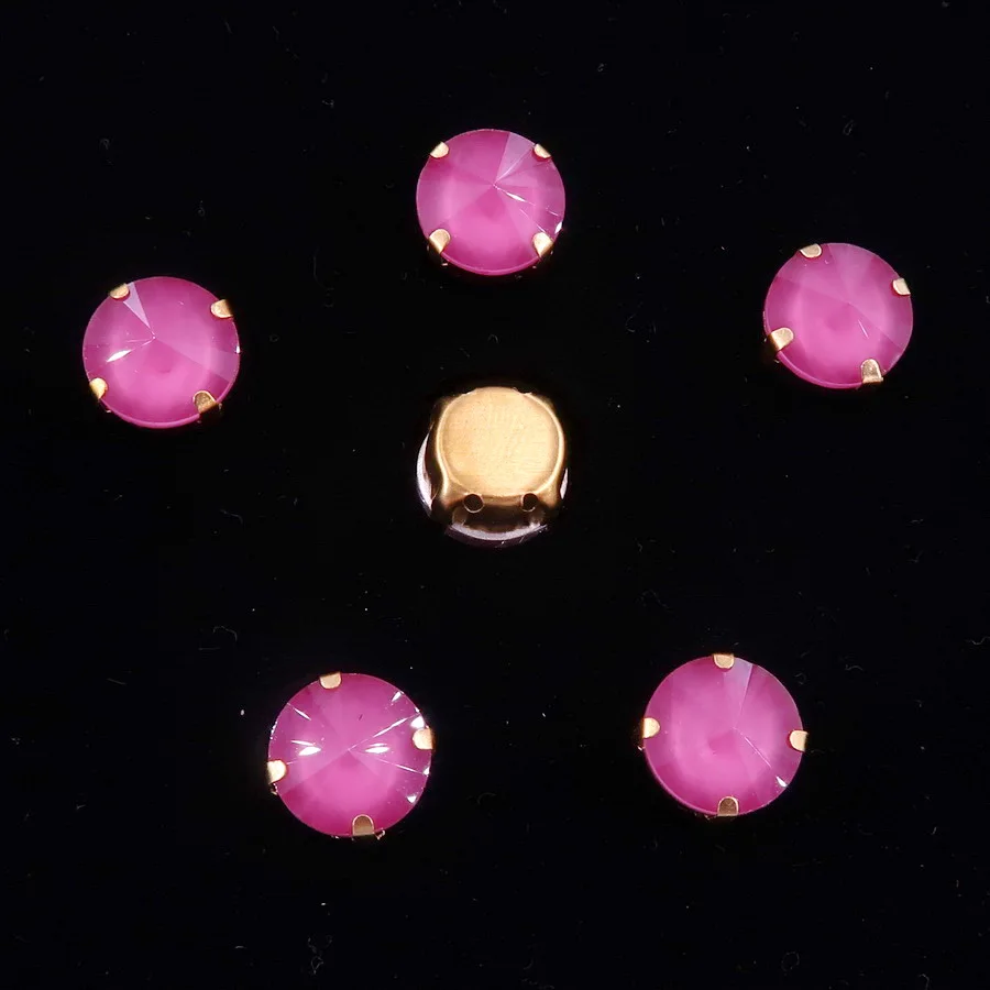 Rivoli Runde Form Gold Krallenfassung 8mm 10mm Jelly Candy & AB Glaskristall Aufnähbare Strassperlen für Hochzeitskleid DIY Verzierung – Detail 12