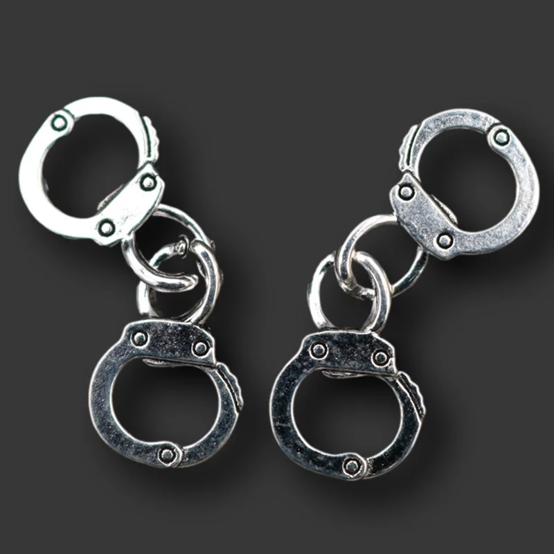 8pcs Silver Plated Prison Guards 3D Handcuffs Pendant Retro Necklace Earrings Metal Accessories DIY Charms Jewelry Crafts Making