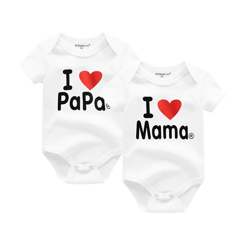 I Love Papa Mama Baby Girl Clothes Newborn 0-24M Unisex Cotton Bodysuits Short Sleeve Baby Boy Clothes Print Roupas de bebe