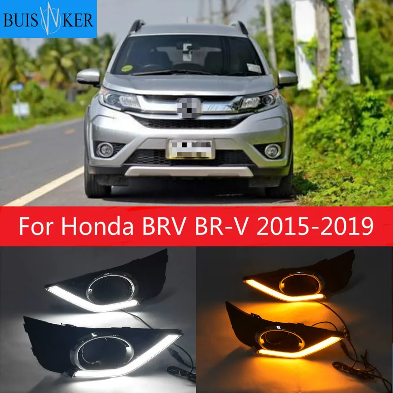 

1Pair DRL for Honda BRV BR-V 2015 2016 2017 2018 2019 Led Daytime Running Light fog lamp cover Driving lighs Car styling 12V DRL