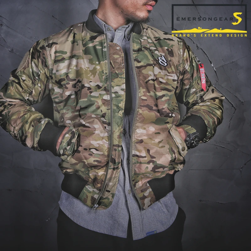 Emersongear แจ็คเก็ตบุรุษ, สไตล์ MA1เสื้อกันหนาวอบอุ่นกลางแจ้ง camoflage นุ่มกันน้ำกันลมลำลองยุทธวิธี