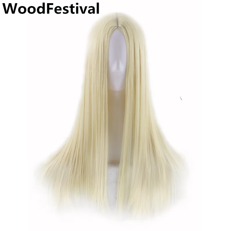 Синтетический парик WoodFestival, женские прямые длинные волосы, парики для косплея для женщин, красный, синий, черный, блонд, бордовый,