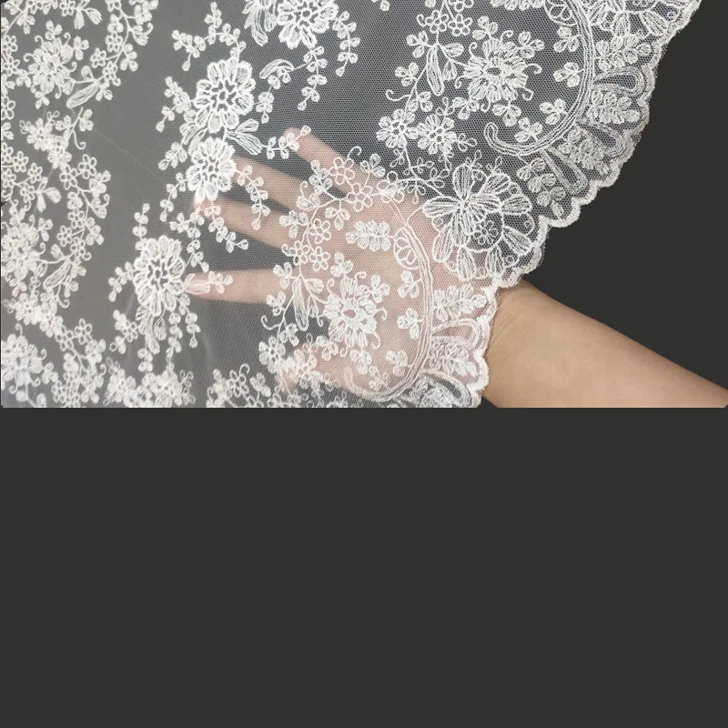 Half Moon Embroidery Spanish Lace Mantilla Wedding Lace Veil Shawl