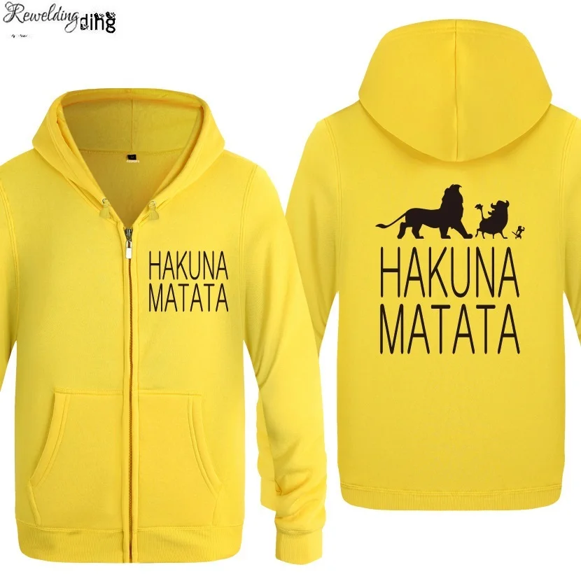 Zipper Hoodies Men HAKUNA MATATA Novelty Funny Mens Hoodie Hip Hop Fleece Long Sleeve Men's Jacket Sweatshirt Skateboard Coat