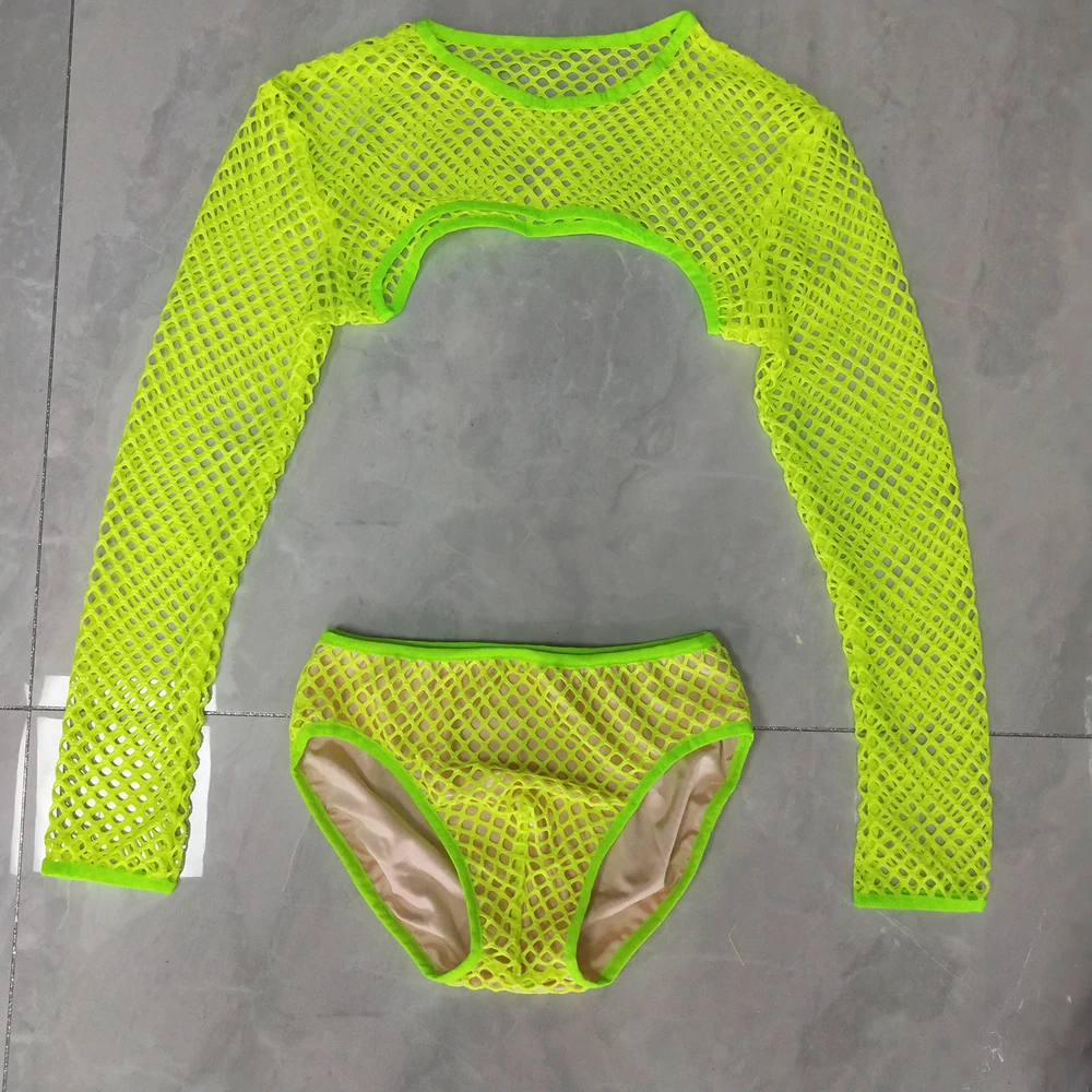 Discothèque Bar Muscle hommes DJ Gogo danseur pôle danse Costume Fluorescent culture hauts ensemble short et haut Sexy fête Rave tenue