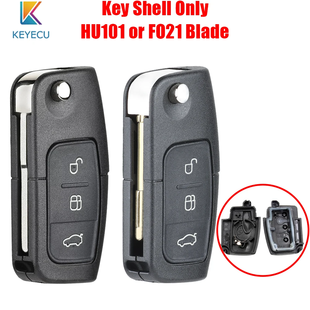 Keyecu Flip Folding Uncut Car Blank Key Shell Remote Fob Cover Styling For Ford Focus Fiesta C Max Ka 3 Buttons Case