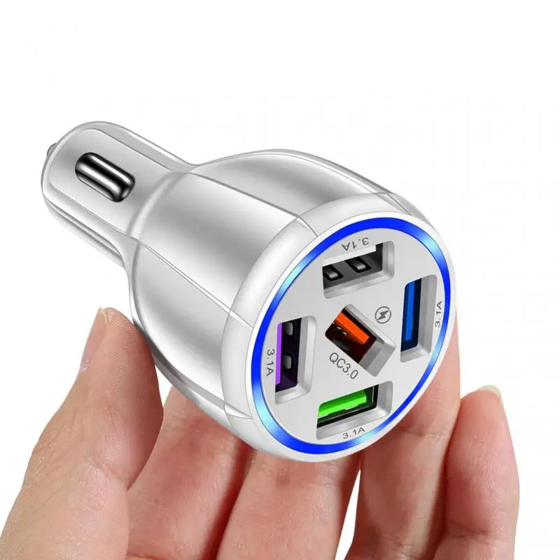 Cargador de coche QC3.0 15A, 5 puertos USB, adaptador de carga rápida para coche, enchufe para Xiaomi Redmi Huawei, electrónica para vehículo