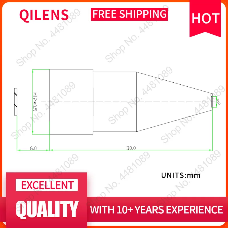 QILENS M12 FL 22mm Mini lente Pinhole con apertura F1.6 CCTV HD 2,0 megapíxeles para cámaras de seguridad