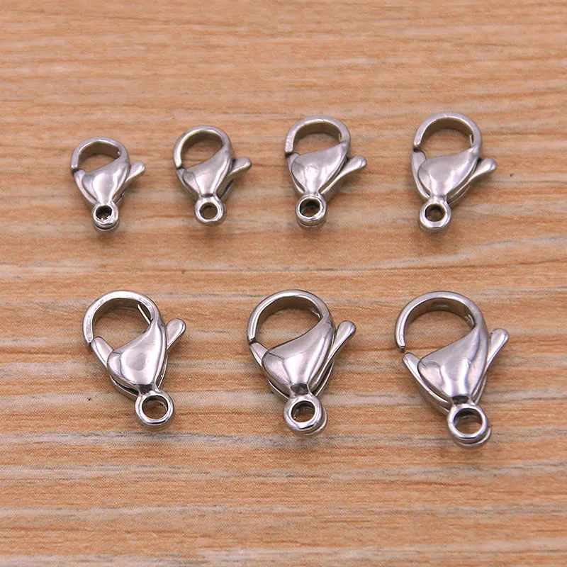 30Pcs 9-15mm Two Color Stainless Steel Lobster Clasp Hooks For DIY Necklace Bracelet Chain Fashion Jewelry Making Findings