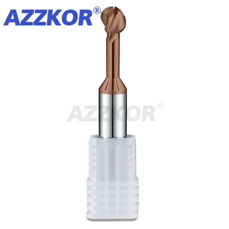 Arched Ball Head Tungsten Steel Coated Lollipop Milling Cutter Carbide CNC AZZKOR Arch Cutter Aluminum Ball End Milling Cutter