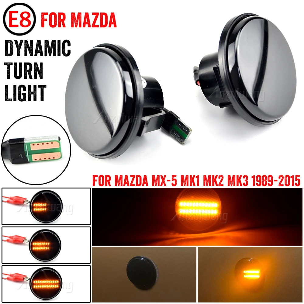 2Pcs Led Dynamic Blinker Indicator Side Marker Turn Signal Light Accessorie For Mazda MX5 Miata Mk1 Mk2 Mk3 1989-2015 Na Nb Nc