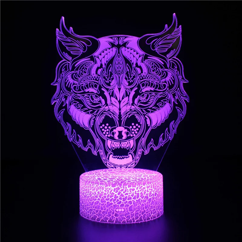 3D Wolf Lamp Night Light for Bedroom Decoration Lights Wolf Led Table Lamp Christmas Gifts for Kids Boy Birthday Holiday Present