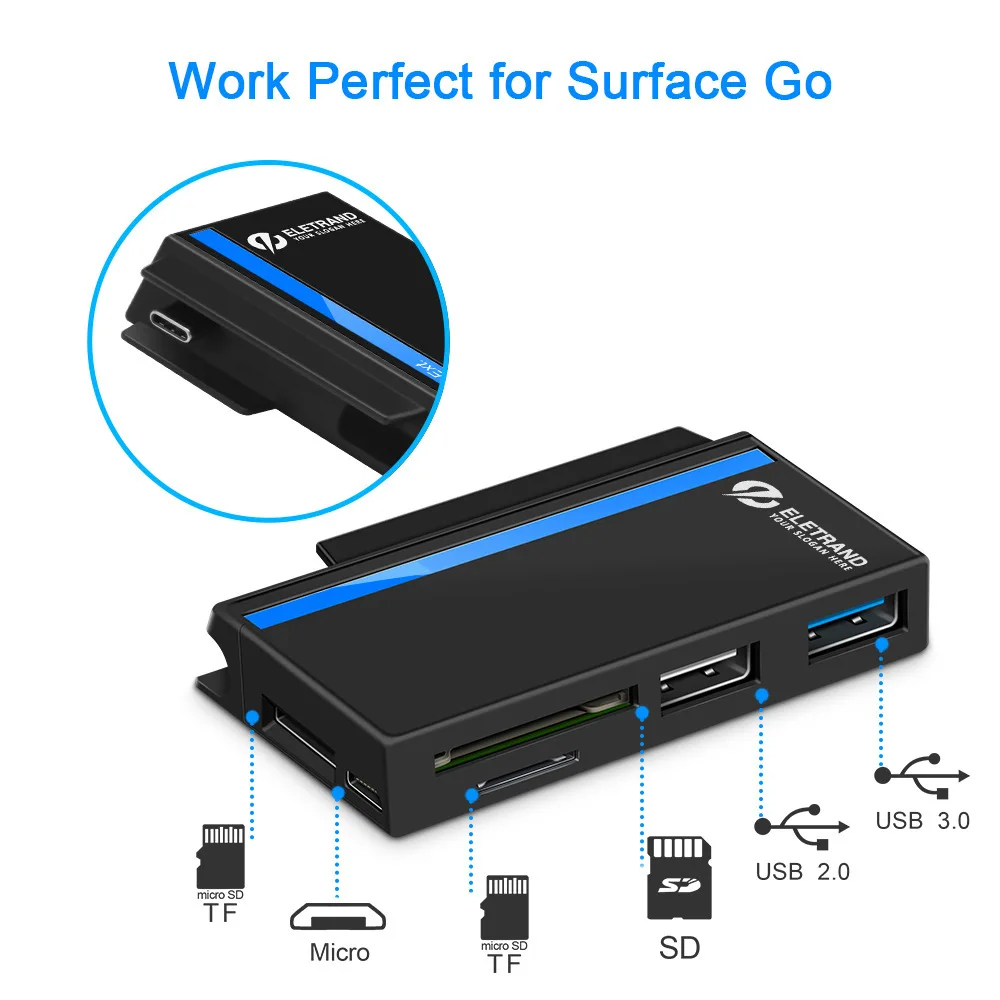 UTHAI RT-SGO727 Multifunctional High-Speed USB3.0 Hub SD, TF Card Reader Suitable For Surface Go