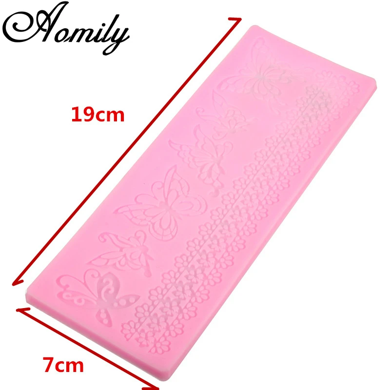 Aomily Butterfly Lace Silicone Mold Wedding Cake Beautiful Flower Lace Fondant Mold Mousse Sugar Craft Icing Mat Pad Pastry Tool