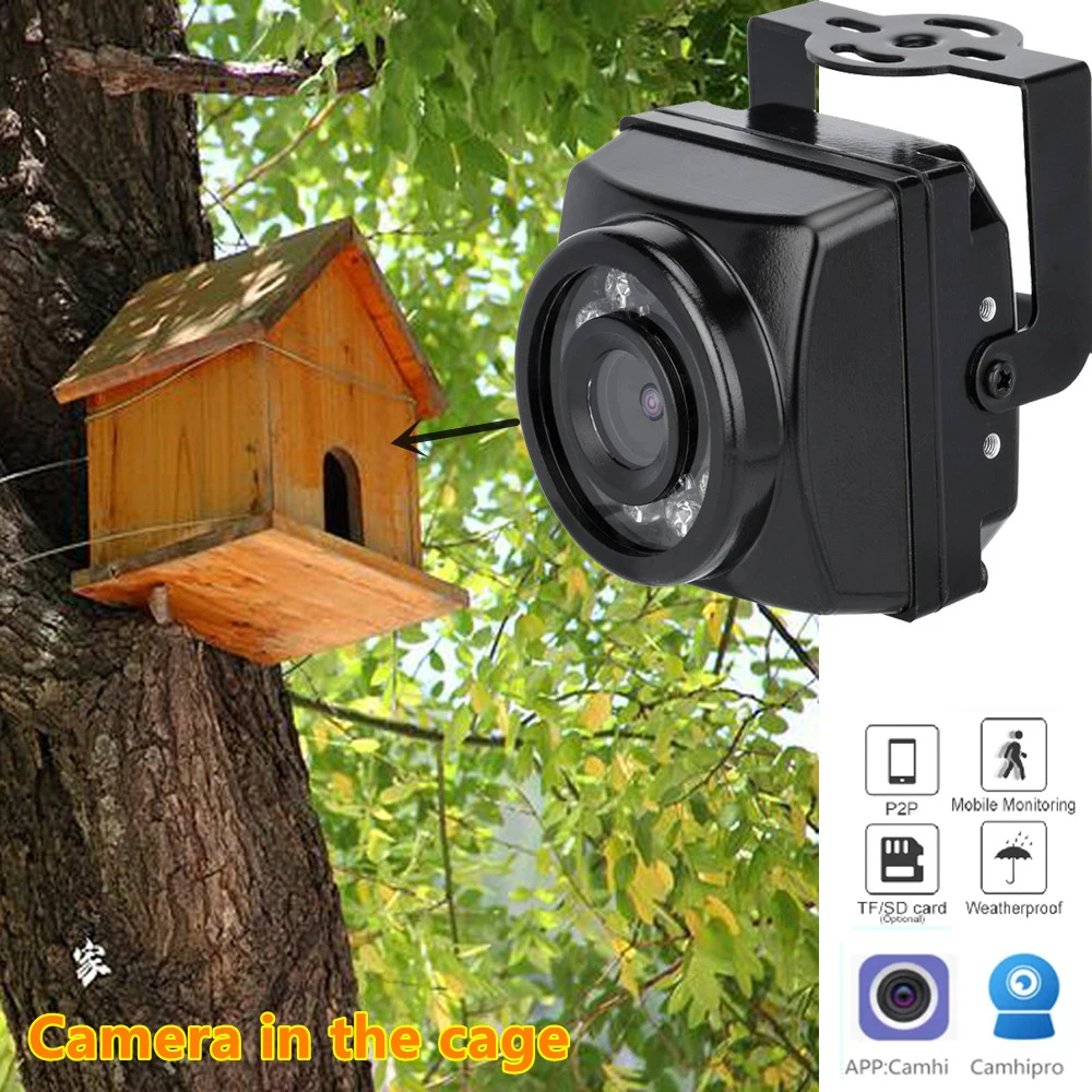 Small Outdoor Mini IR IP POE Cameras Night Vision IPC Wide Angle Audio Video Security Camera Surveillance P2P Onvif Bird Cage