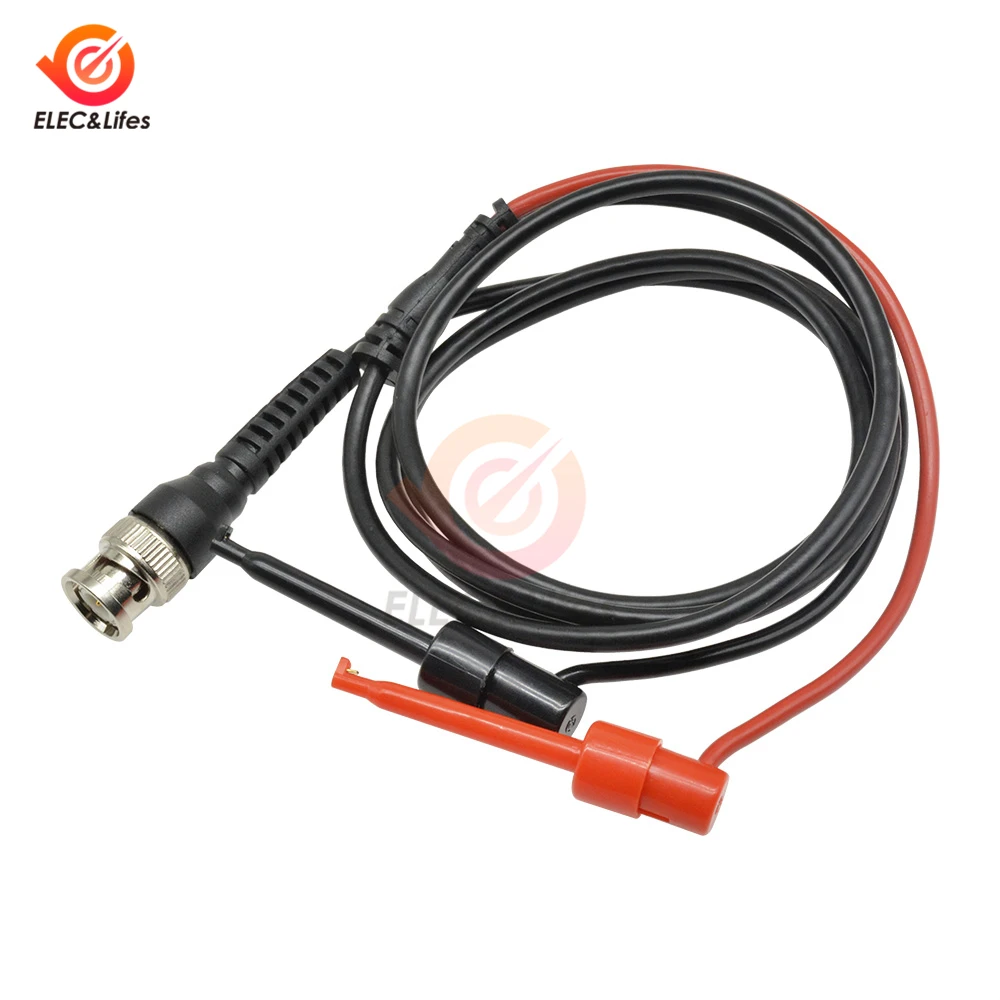 P1007 BNC Male Plug Q9 to Dual Hook Clip Oscilloscope Test Probe Cable Leads 120CM with Two Mini Probes Ended 500V 5A Test Hook