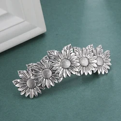 Skyrim Vintage Sunflower Daisy Hair Clip Bride Tiara Hairwear Retro Hairpin Barrette Luxury Wedding Hair Accessories for Women