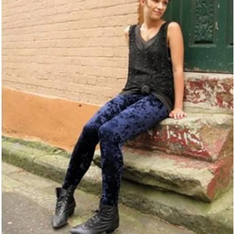 Punk Rock Velvet Pants Slim Fitted Leggings Women Girl Fashion Yoga Pants Tights