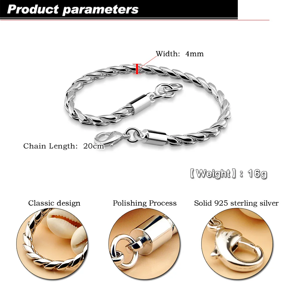 925 standard sterling silver new fashion bracelet. Solid sterling silver simple man woven bracelet. Sterling Silver Jewelry