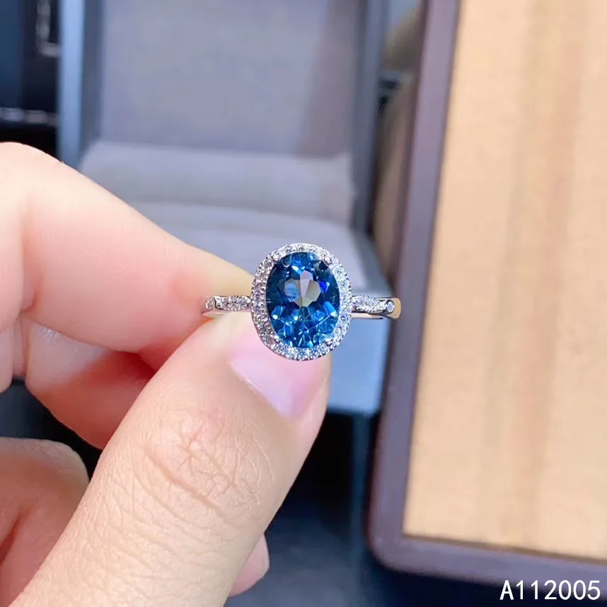 

KJJEAXCMY Fine Jewelry 925 Sterling Silver Inlaid Natural Blue Topaz Gemstone New Female Ring Trendy Support Test Hot Selling