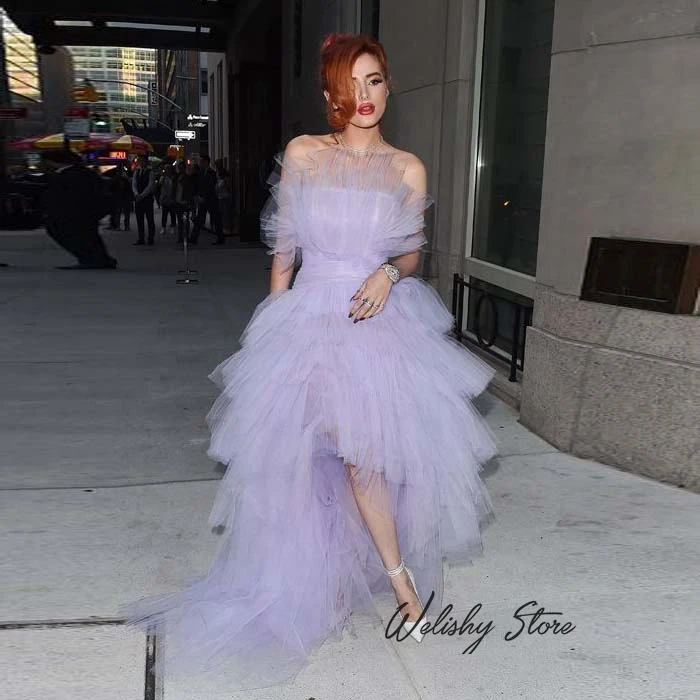 

Lavender High Low Tulle Skirt Dresses Puffy Ruffle Tiered Long Skirts Tutu Ball Gowns Tulle Dress Any Color Free Custom Made