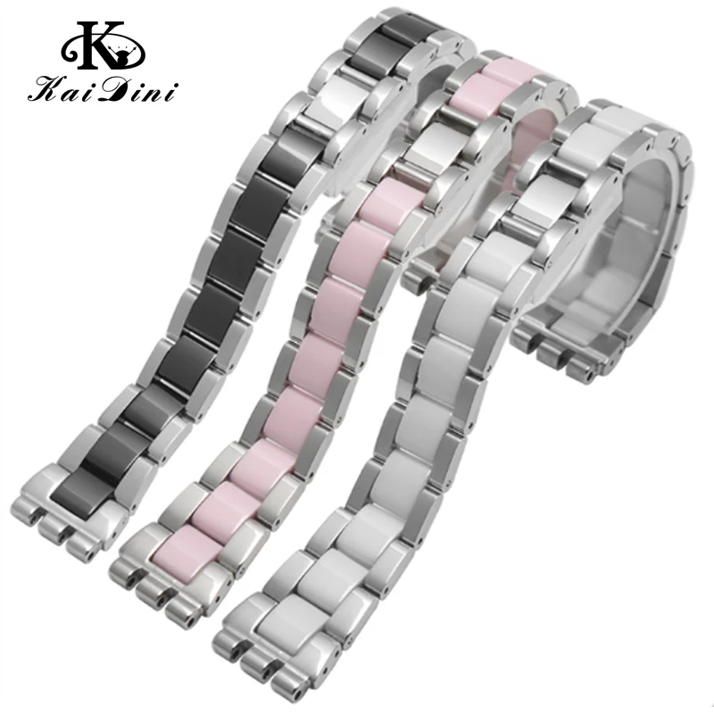 17mm For Swatch Woman Watch band White Ceramic Bracelet High-quality Stainless steel Strap YGS716 YAS100 YLS141 Female Wristband