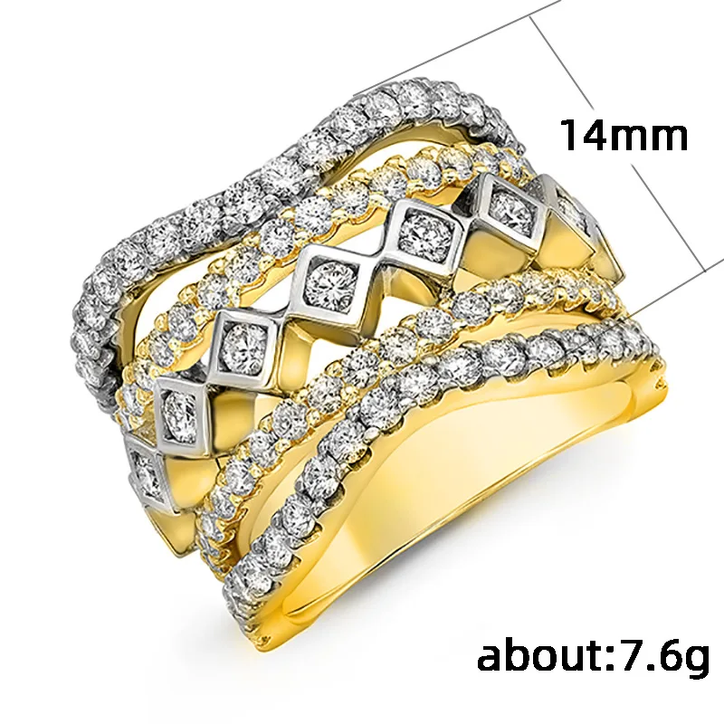 2024 Hollow Out Multi-Line Color Separation Micro Inlaid Zircon Rings For Women Jewelry For Women Gothic Accessories Female Ring