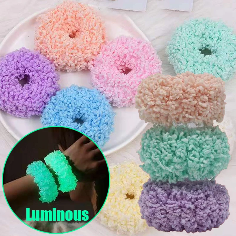 Women Glow Scrunchie Elastic Hair Band Girls Hair Gum Luminous Ponytail Holder Bands Headwear Hair Accessories Headband