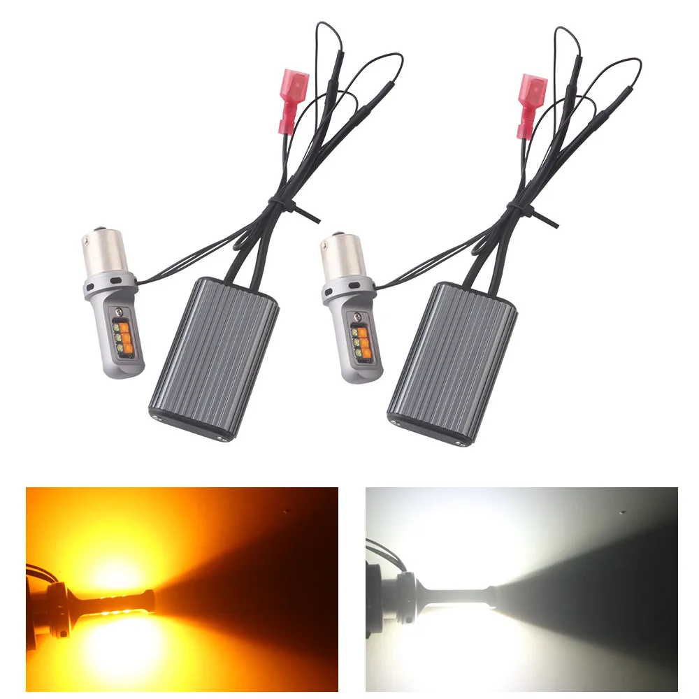 NO Error LED Canbus Light 1156 P21W BA15S PY21W BAU15S 3156 7440 W21W T20 Car DRL Turn Signal Dual Mode 2 in 1 Switchback