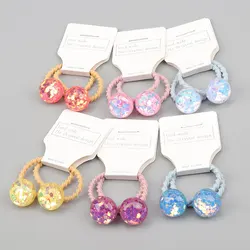 Children's Elastic Hair Tie Round Sequin Princess Headdress Baby Rubber Bands Hair Band Cute Girl Hair Accessories Headwear