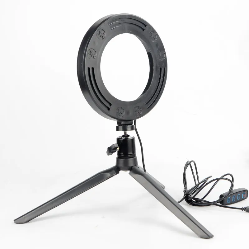 6 8 10 Inci 16 26Cm Lampu Cincin LED Selfie 20Cm Stand Tripod Desktop Dimmable YouTube Foto Video Kamera Telepon Makeup Live Fill