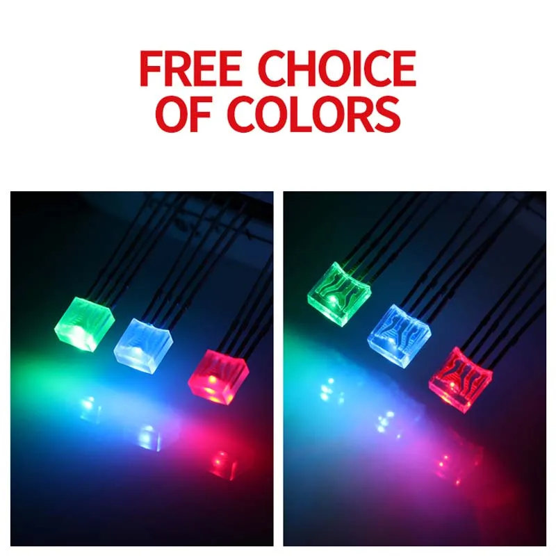 1000PCS 2X5X5 Square Transparent/Diffused Four Legged Full Color RGB Led Light Diode  Tricolor DIP LED 255 Common Anode/Cathode